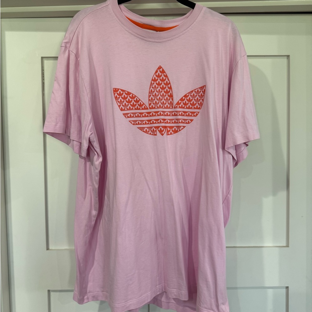 Adidas Light Pink Tee with Orange logo see matching shorts!